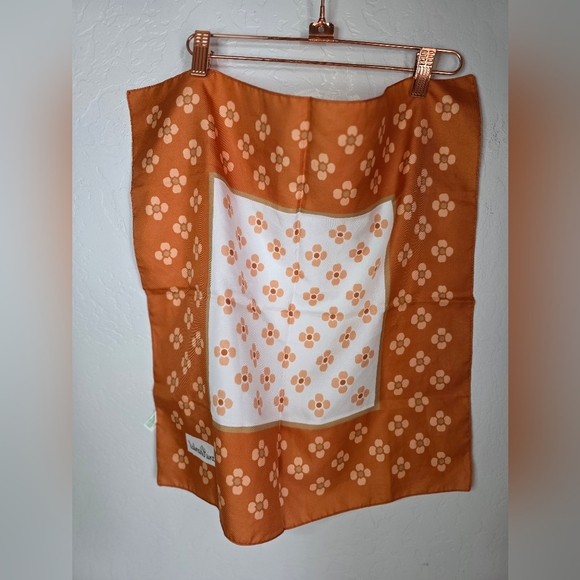 Marie Chantal Orange and White Floral Scarf - Picture 3 of 6
